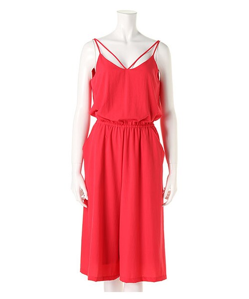 SPIRALGIRL（スパイラルガール）の「キャミコンビネゾン（オールインワン・サロペット・レディース・ブラック/オフホワイト系/レッド・F）」の4枚目の写真