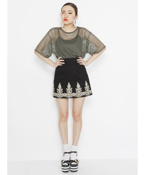 EVRIS（エヴリス）の「メッシュSET TOPS（トップス・レディース・ホワイト/ブラック/カーキ）」の5枚目の写真