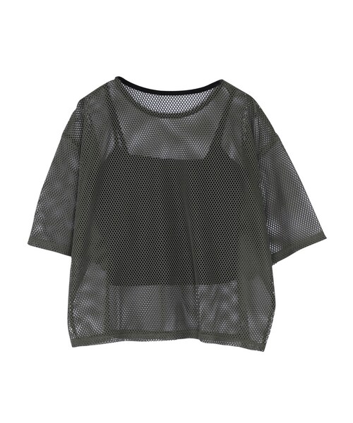 EVRIS（エヴリス）の「メッシュSET TOPS（トップス・レディース・ホワイト/ブラック/カーキ）」の3枚目の写真