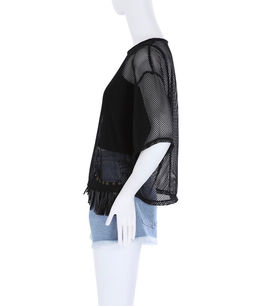 EVRIS（エヴリス）の「メッシュSET TOPS（トップス・レディース・ホワイト/ブラック/カーキ）」の7枚目の写真
