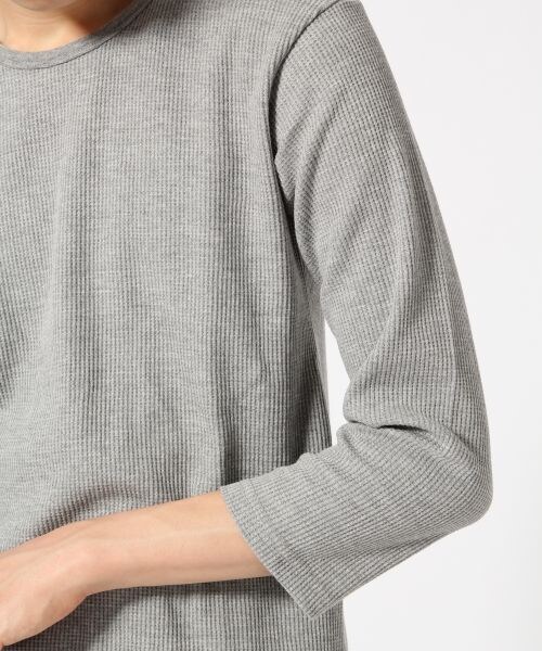 RAGEBLUE（レイジブルー）の「＜トレンドのロング丈＞ワッフルクルー7分袖（トップス・メンズ・ホワイト02/グレー12・Ｍ/Ｌ）」の9枚目の写真