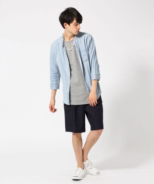 RAGEBLUE（レイジブルー）の「＜トレンドのロング丈＞ワッフルクルー7分袖（トップス・メンズ・ホワイト02/グレー12・Ｍ/Ｌ）」の14枚目の写真