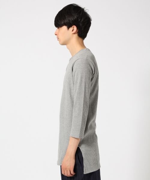 RAGEBLUE（レイジブルー）の「＜トレンドのロング丈＞ワッフルクルー7分袖（トップス・メンズ・ホワイト02/グレー12・Ｍ/Ｌ）」の5枚目の写真