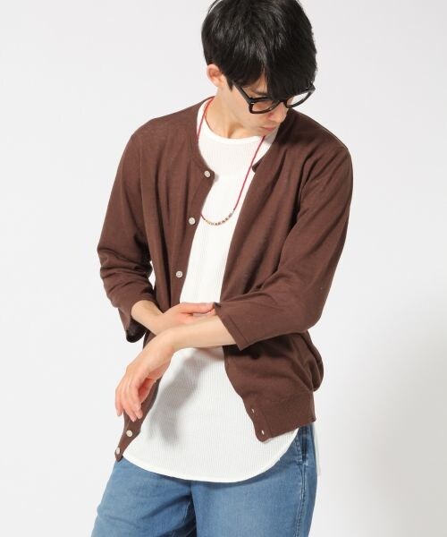 RAGEBLUE（レイジブルー）の「＜トレンドのロング丈＞ワッフルクルー7分袖（トップス・メンズ・ホワイト02/グレー12・Ｍ/Ｌ）」の3枚目の写真