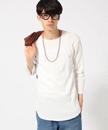 RAGEBLUE | ＜トレンドのロング丈＞ワッフルクルー7分袖(トップス)