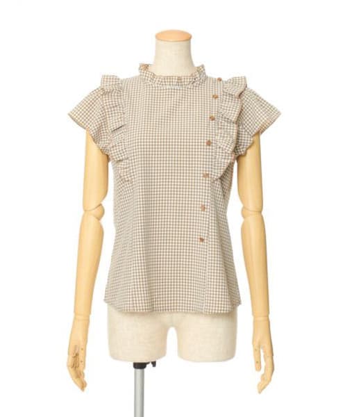 F i.n.t（フィント）の「ギンガムチェックフリル袖ブラウス/F i.n.t（シャツ/ブラウス・レディース・その他）」の2枚目の写真