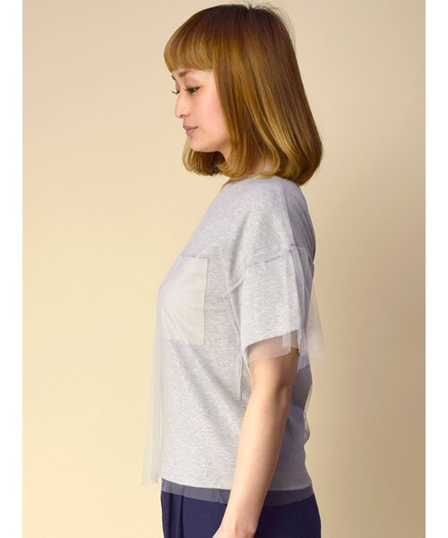 w closet（ダブルクローゼット）の「チュール重ねプルオーバー（トップス・レディース・オフホワイト/グレー/カーキ・FREE）」の5枚目の写真