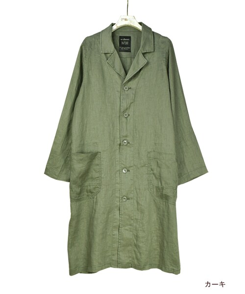 w closet（ダブルクローゼット）の「リネンショップコート（ジャケット/アウター・レディース・エクリュ/サックス/ネイビー/カーキ・FREE）」の5枚目の写真