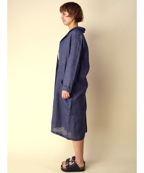 w closet（ダブルクローゼット）の「リネンショップコート（ジャケット/アウター・レディース・エクリュ/サックス/ネイビー/カーキ・FREE）」の6枚目の写真
