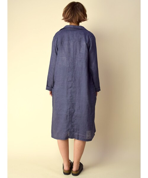 w closet（ダブルクローゼット）の「リネンショップコート（ジャケット/アウター・レディース・エクリュ/サックス/ネイビー/カーキ・FREE）」の7枚目の写真