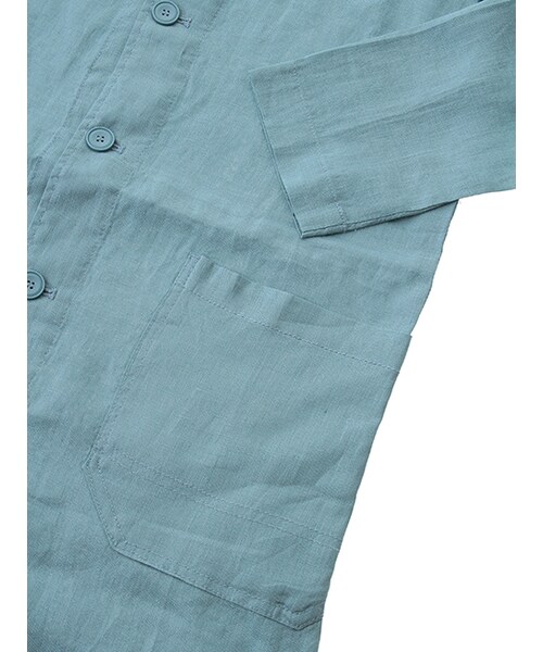 w closet（ダブルクローゼット）の「リネンショップコート（ジャケット/アウター・レディース・エクリュ/サックス/ネイビー/カーキ・FREE）」の10枚目の写真