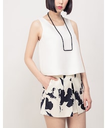 mooncat | 前壓摺印花短褲色(パンツ)