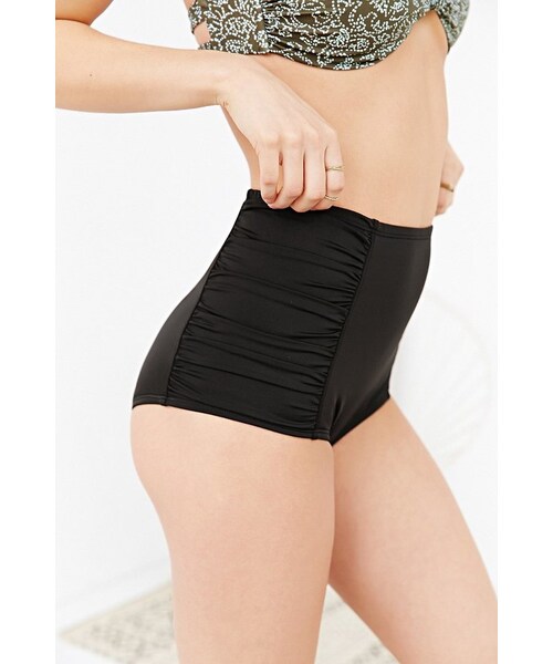 URBAN OUTFITTERS（アーバンアウトフィッターズ）の「Out From Under Ruched-Side High-Waisted Bikini Bottom（水着・レディース・SKY/BLACK・L/S/M）」の8枚目の写真