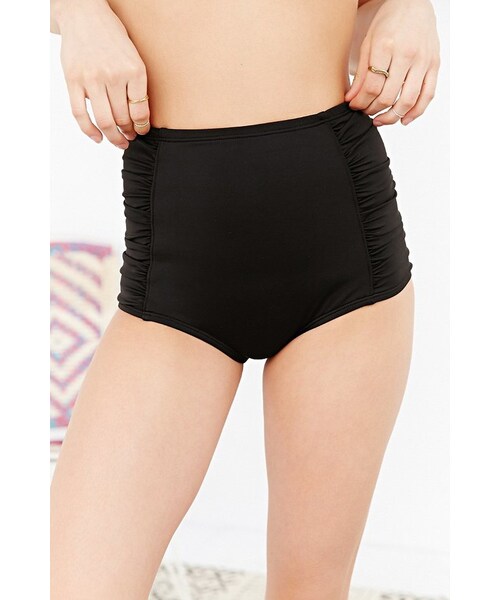 URBAN OUTFITTERS（アーバンアウトフィッターズ）の「Out From Under Ruched-Side High-Waisted Bikini Bottom（水着・レディース・SKY/BLACK・L/S/M）」の3枚目の写真