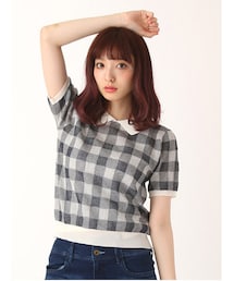 E hyphen world gallery | 衿付ギンガムチェックプルオーバー(トップス)