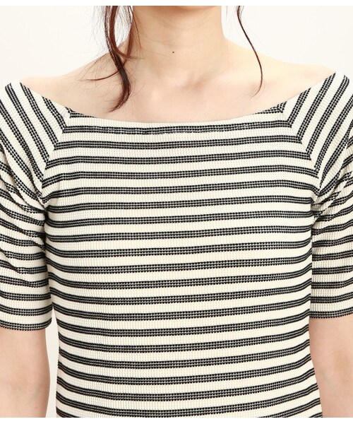 ROPE' PICNIC（ロペピクニック）の「ワッフボーダープルオーバー（Ｔシャツ/カットソー・レディース・ブラック/グレー/ブルー・38）」の7枚目の写真