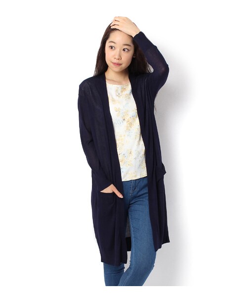 laboratory work(ラボラトリーワーク)の「レーヨンニットロングカーディガン(トップス・レディース・オフホワイト/グレー系/ネイビー・M)」の3枚目の写真