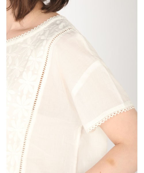 Rinajour（リナジュール）の「綿レースボイルブラウス（トップス・レディース・OFF/WHITE/NAVY・F）」の5枚目の写真