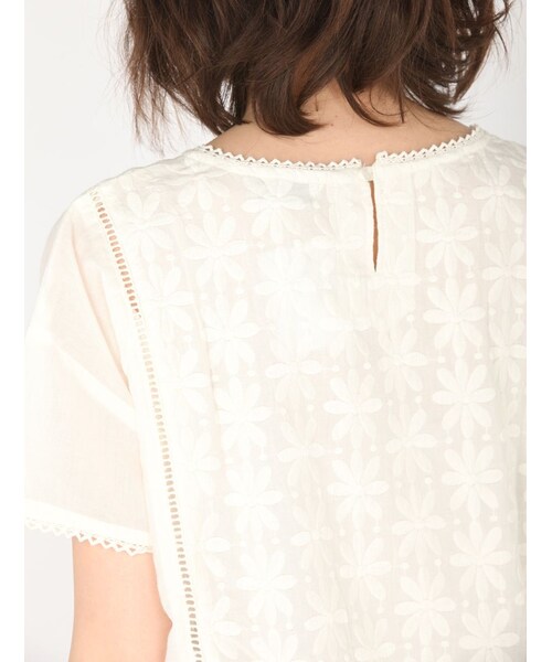 Rinajour（リナジュール）の「綿レースボイルブラウス（トップス・レディース・OFF/WHITE/NAVY・F）」の7枚目の写真