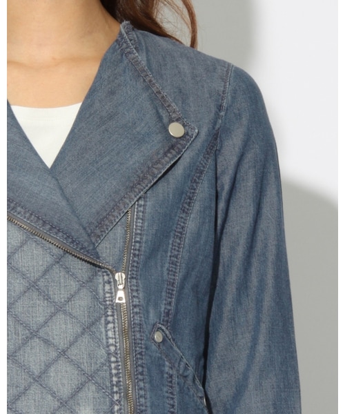 VICKY(ビッキー)の「綿テンセルデニム7分ライダースジャケット(ジャケット/アウター・レディース・ブルー・SS/S/M)」の3枚目の写真