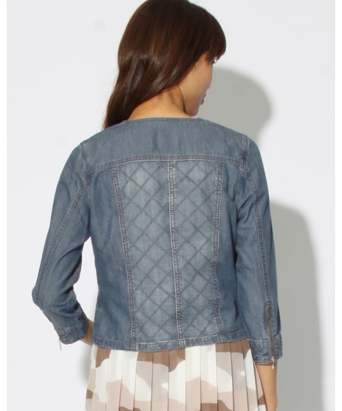 VICKY(ビッキー)の「綿テンセルデニム7分ライダースジャケット(ジャケット/アウター・レディース・ブルー・SS/S/M)」の1枚目の写真