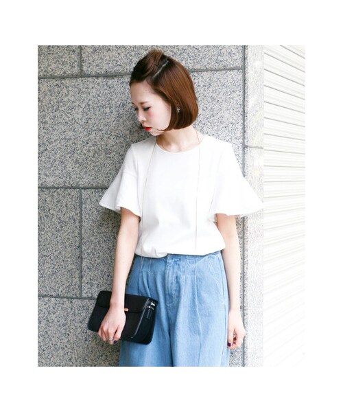 KBF（ケイビーエフ）の「袖フレアーTOPS（トップス・レディース・WHITE/L/BLUE/TOPGRAY・one）」の8枚目の写真