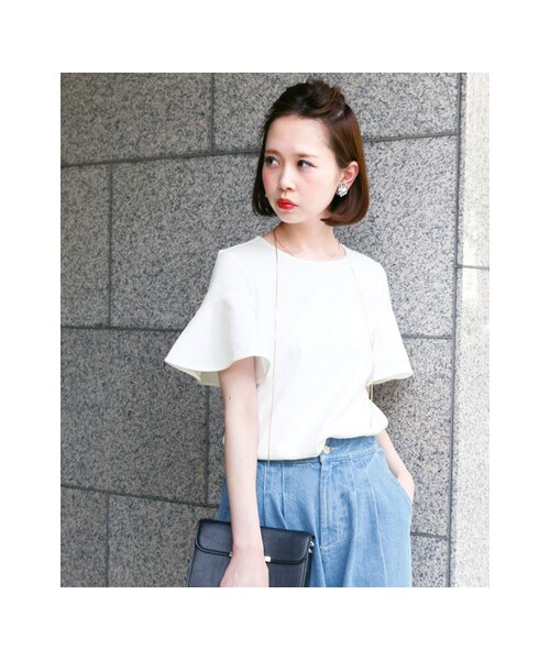 KBF（ケイビーエフ）の「袖フレアーTOPS（トップス・レディース・WHITE/L/BLUE/TOPGRAY・one）」の9枚目の写真