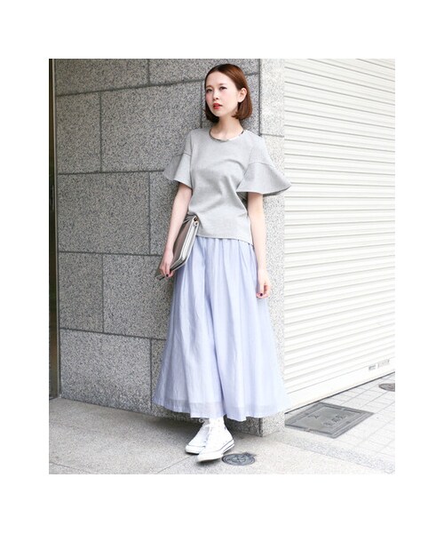 KBF（ケイビーエフ）の「袖フレアーTOPS（トップス・レディース・WHITE/L/BLUE/TOPGRAY・one）」の4枚目の写真