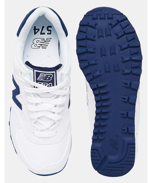 NEW BALANCE(ニューバランス)の「New Balance 574 White /Navy Textile Sneakers(スニーカー・レディース・whitenavy・US 7.5/US 10/US 10.5/US 11/US 6/US 6.5/US 7/US 8/US 8.5/US 9)」の4枚目の写真