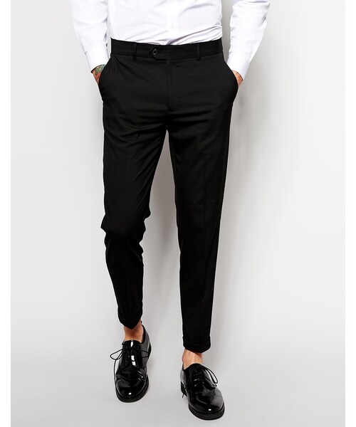 asos(エイソス)の「ASOS BRAND ASOS Skinny Fit Smart Cropped Pants(その他パンツ・メンズ・black・W28 L34-W71cm L86cm/W34 L30-W86cm L76cm/W31 L34-W79cm L86cm)」の1枚目の写真