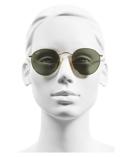 Ray-Ban（レイバン）の「Ray-Ban 50mm Rounded Sunglasses（サングラス・レディース・Gold/ Green）」の3枚目の写真