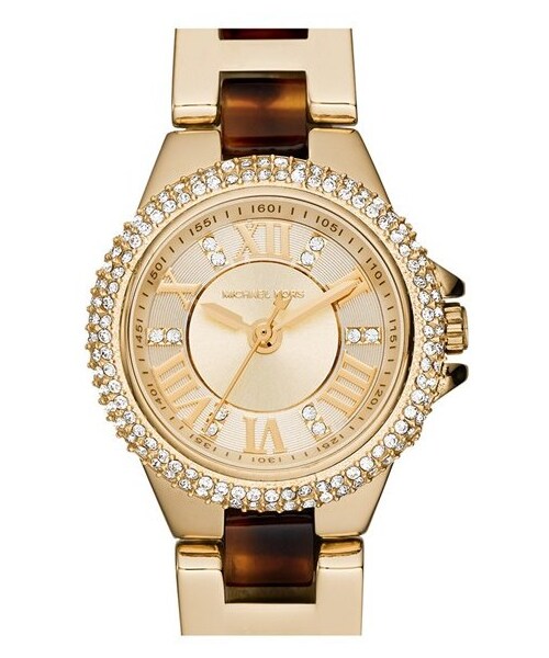 MICHAEL KORS（マイケルコース）の「MICHAEL Michael Kors Michael Kors 'Petite Camille' Crystal Bezel Bracelet Watch, 26mm（アナログ腕時計・レディース・Gold/ Tortoise）」の2枚目の写真