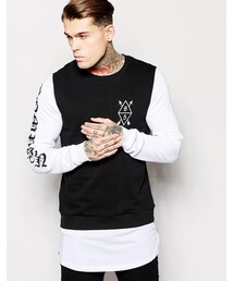 asos | ASOS BRAND ASOS Super Longline Sweatshirt With Printed Extended Hem(スウェット)