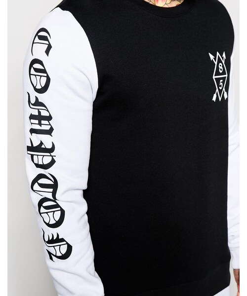 asos（エイソス）の「ASOS BRAND ASOS Super Longline Sweatshirt With Printed Extended Hem（スウェット・メンズ・black・XXS-Chest 32-34"/L-Chest 40-42"/S-Chest 36-38"/XXXS-Chest 30-32in (76-81cm)/XL-Chest 42-44"/XS-Chest 34-36"/XXL-Chest 44-46"/XXXL-Chest 46-48 (116-121cm)/M-Chest 38-40"）」の3枚目の写真