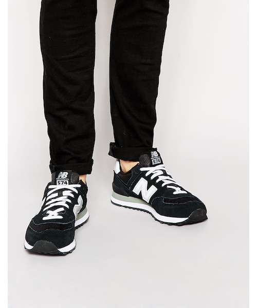 NEW BALANCE(ニューバランス)の「New Balance 574 Suede Sneakers(スニーカー・メンズ・black・5.5/9.5/6.5/11.5/9/12/10.5/7.5/8.5/8/10)」の1枚目の写真