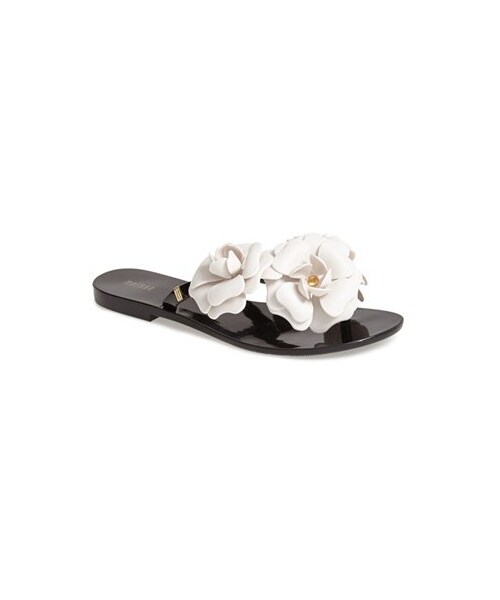 melissa（メリッサ）の「Melissa 'Harmonic Garden' Jelly Thong Sandal (Women)（サンダル・レディース・Black/ White・6 M）」の4枚目の写真