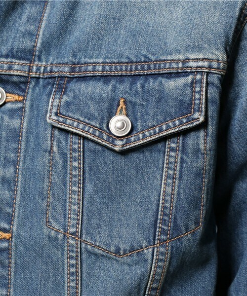 unrelaxing（アンリラクシング）の「ヴィンテージ加工ノーカラーデニムジャケット ヴィンテージ加工ノーカラーGジャン UR-179（デニムジャケット・メンズ・ブルー/インディゴブルー・LARGE/SMALL/MEDIUM）」の22枚目の写真