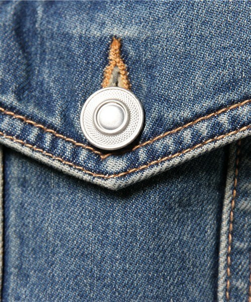 unrelaxing（アンリラクシング）の「ヴィンテージ加工ノーカラーデニムジャケット ヴィンテージ加工ノーカラーGジャン UR-179（デニムジャケット・メンズ・ブルー/インディゴブルー・LARGE/SMALL/MEDIUM）」の15枚目の写真