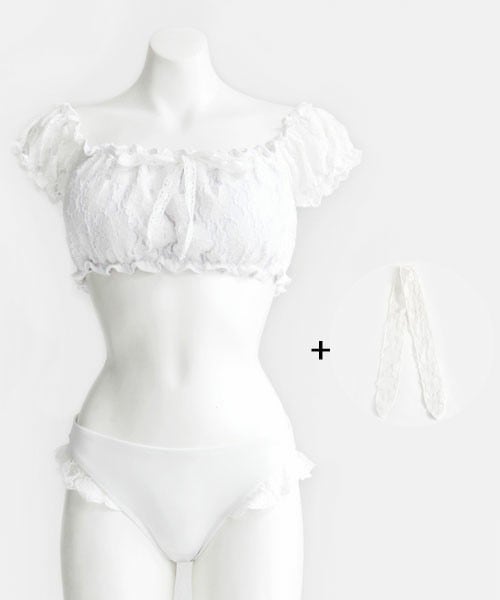 DHOLIC（ディーホリック）の「オフショルダービキニ（水着・レディース・ネイビー/レッド/ホワイトアイボリー・FREE）」の2枚目の写真