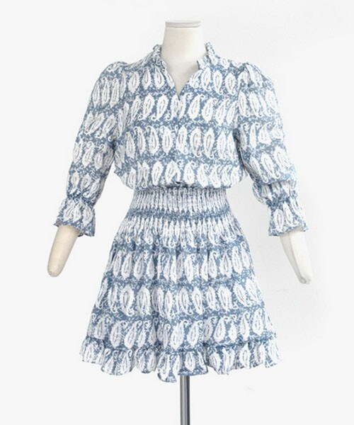 DHOLIC（ディーホリック）の「ペイズリー柄ウエストシャーリングワンピース（ワンピース・レディース・ベージュ/ディープスカイブルー/ネイビー・FREE）」の2枚目の写真