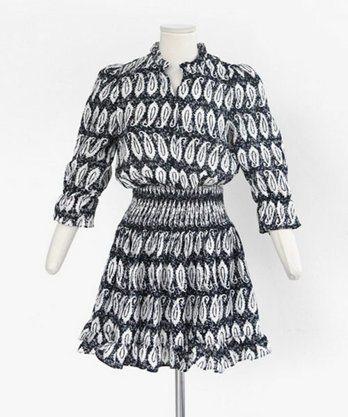 DHOLIC（ディーホリック）の「ペイズリー柄ウエストシャーリングワンピース（ワンピース・レディース・ベージュ/ディープスカイブルー/ネイビー・FREE）」の3枚目の写真