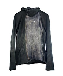 No,No,Yes! | No,No,Yes! / ノーノーイエス　Lether Combination Riders Hoodie Jacket (patina gray)(ライダースジャケット)