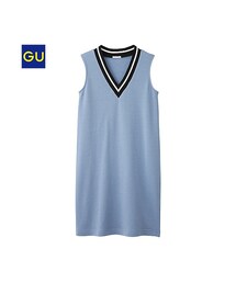 GU | （GU）Ｖネックミディワンピース（ノースリーブ）(ワンピース/ドレス)