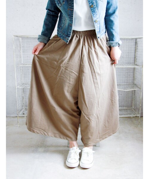 フランシュリッペたっぷりガウチョパンツ miniministore ワイドパンツ レディース ガウチョパンツ -靴
