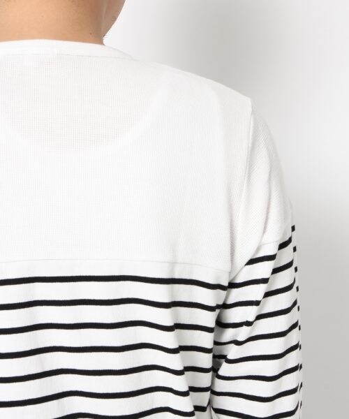 GLOBAL WORK（グローバルワーク）の「ワッフルキリカエT7分袖（トップス・メンズ・ホワイト×ボーダー05/ブルー×ホワイト06/ネイビー×ボーダー80/グレー×ネイビー81・Ｓ/Ｍ/Ｌ/ＸＬ）」の15枚目の写真