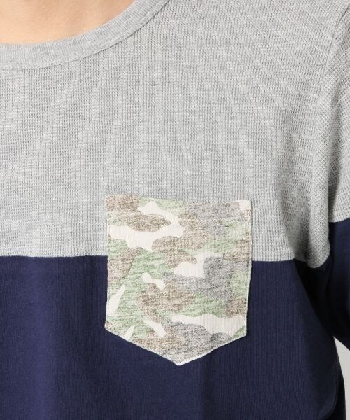 GLOBAL WORK（グローバルワーク）の「ワッフルキリカエT7分袖（トップス・メンズ・ホワイト×ボーダー05/ブルー×ホワイト06/ネイビー×ボーダー80/グレー×ネイビー81・Ｓ/Ｍ/Ｌ/ＸＬ）」の18枚目の写真