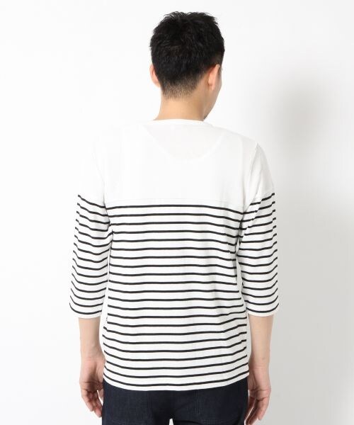 GLOBAL WORK（グローバルワーク）の「ワッフルキリカエT7分袖（トップス・メンズ・ホワイト×ボーダー05/ブルー×ホワイト06/ネイビー×ボーダー80/グレー×ネイビー81・Ｓ/Ｍ/Ｌ/ＸＬ）」の9枚目の写真