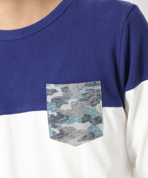 GLOBAL WORK（グローバルワーク）の「ワッフルキリカエT7分袖（トップス・メンズ・ホワイト×ボーダー05/ブルー×ホワイト06/ネイビー×ボーダー80/グレー×ネイビー81・Ｓ/Ｍ/Ｌ/ＸＬ）」の16枚目の写真