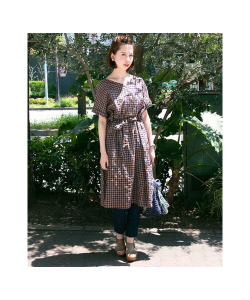 KBF（ケイビーエフ）の「ギンガム2WAYワンピース（ワンピース/ドレス・レディース・WHT×NVY/CAM×BLU/KHK×NVY・one）」の4枚目の写真