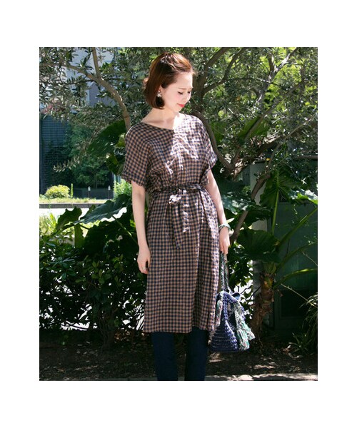 KBF（ケイビーエフ）の「ギンガム2WAYワンピース（ワンピース/ドレス・レディース・WHT×NVY/CAM×BLU/KHK×NVY・one）」の5枚目の写真